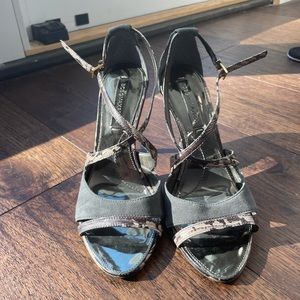Grey and snakeskin heels